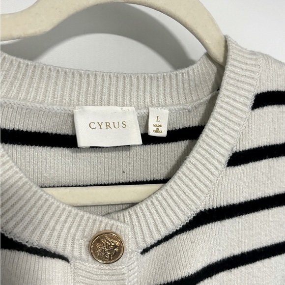 CYRUS striped cardigan with gold buttons - Picture 2 of 3